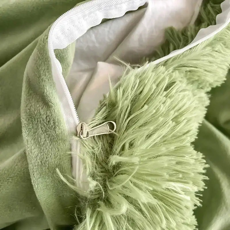 Mint Faux Fur Bedding