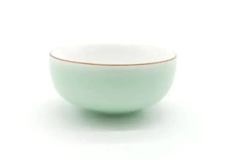 Celadon Gold Rim Tea Cups