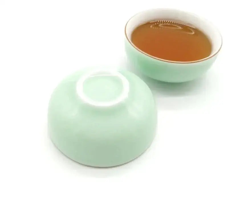 Celadon Gold Rim Tea Cups