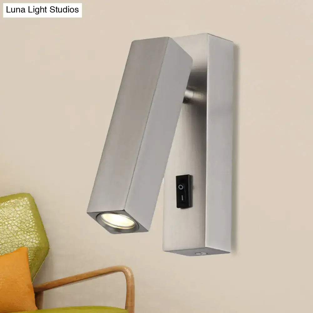 Silver White Reading Sconce Rotatable Design