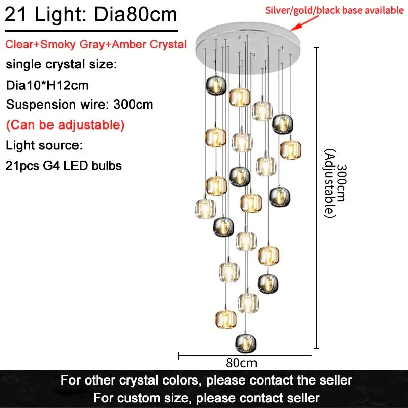 Gold Crystal Ceiling Chandelier 21-Light Design