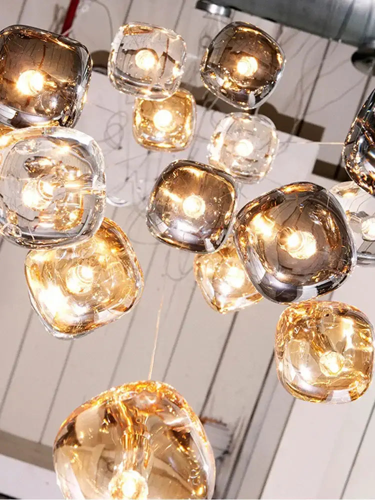 Gold Crystal Ceiling Chandelier 21-Light Design