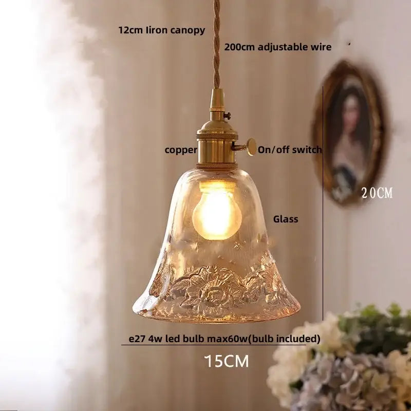 Copper Glass Adjustable Kitchen Pendant