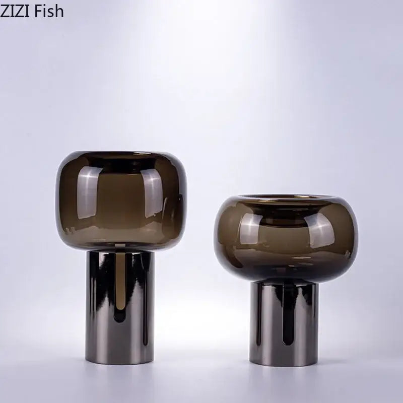 Amber Glass Vase Set For Office Desks