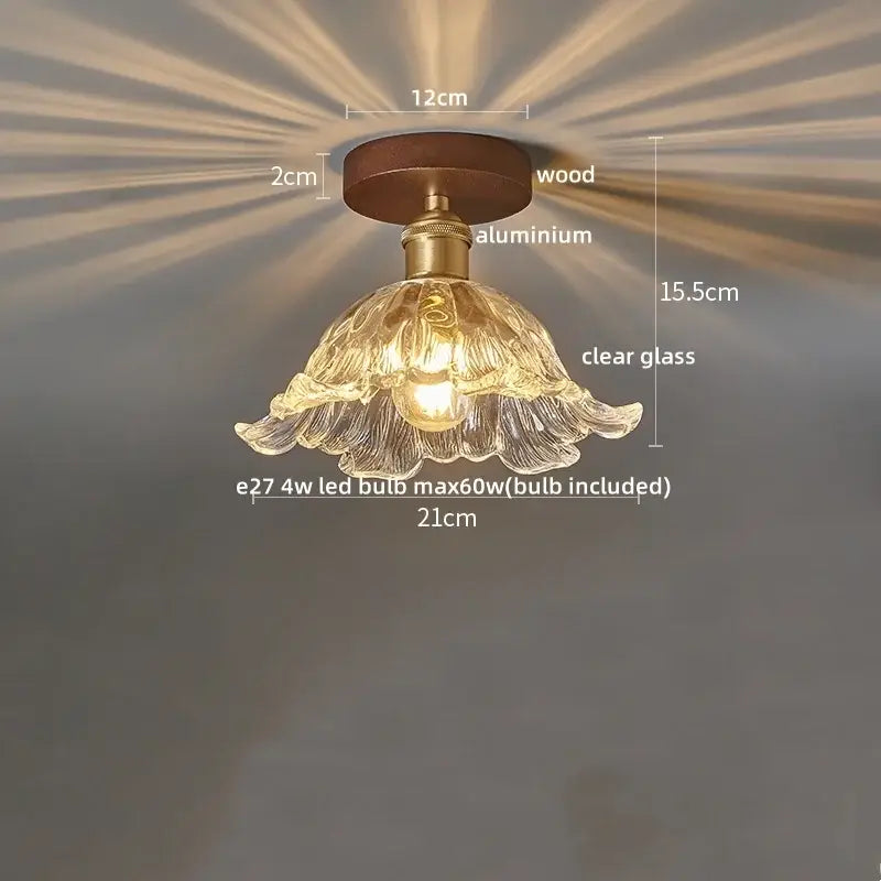 Amber Glass Brass Ceiling Lamp