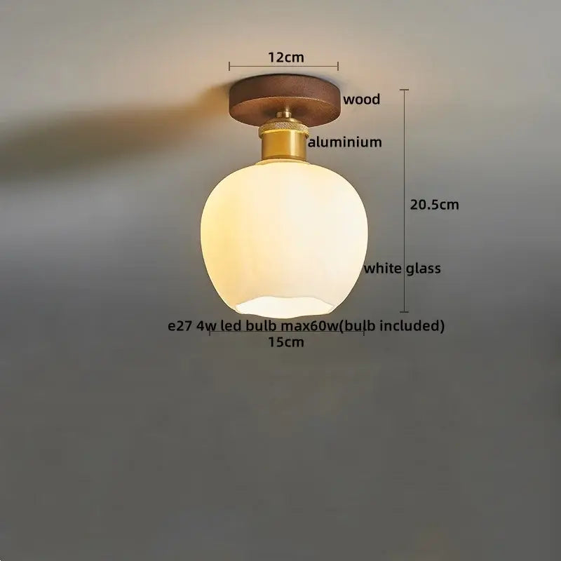 Amber Glass Brass Ceiling Lamp