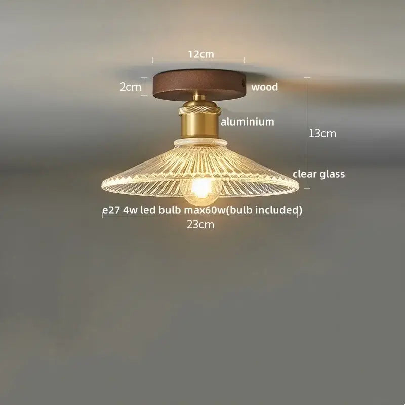 Amber Glass Brass Ceiling Lamp