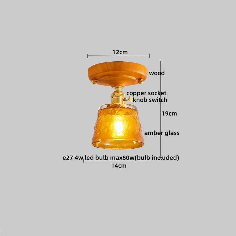 Amber Glass Brass Ceiling Lamp