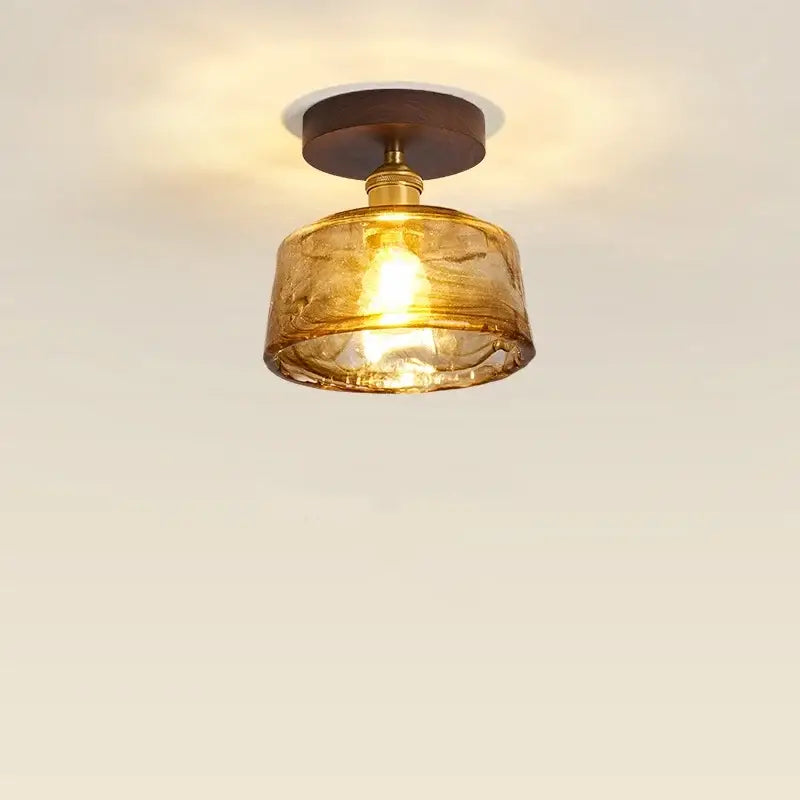 Amber Glass Brass Ceiling Lamp