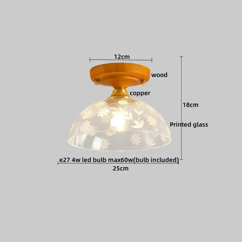 Amber Glass Brass Ceiling Lamp