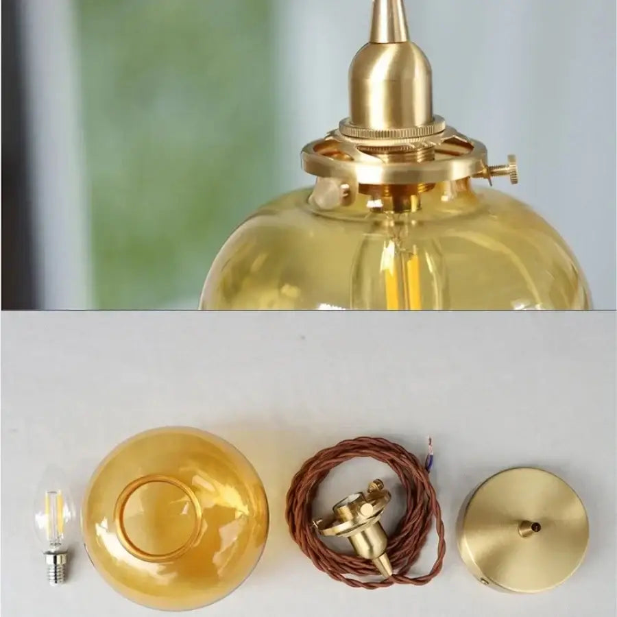 Amber Glass Ball Pendant Light