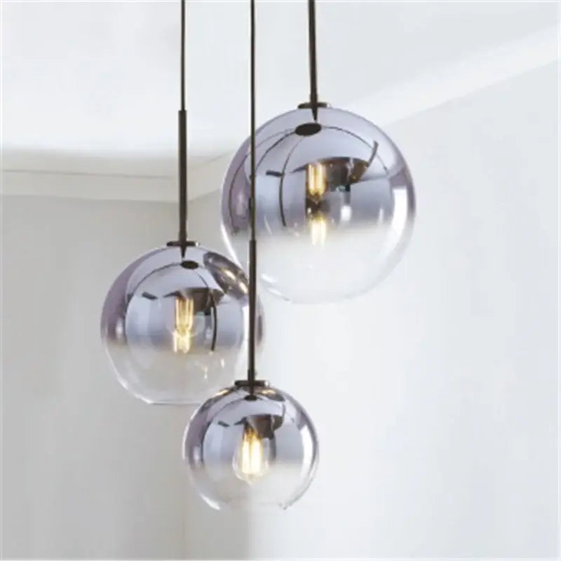 Amber Glass Ball Kitchen Light