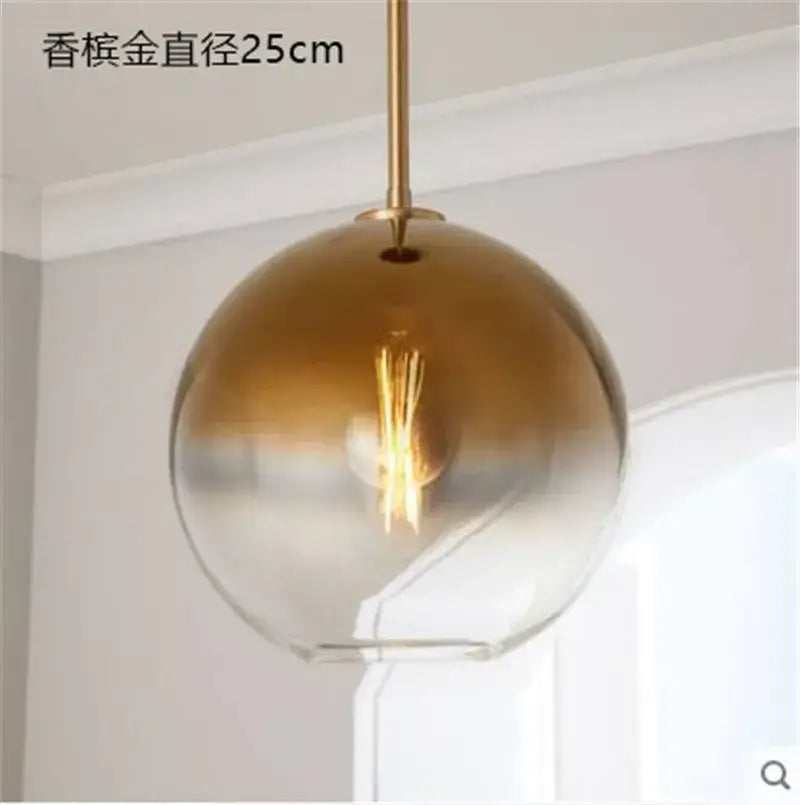Amber Glass Ball Kitchen Light