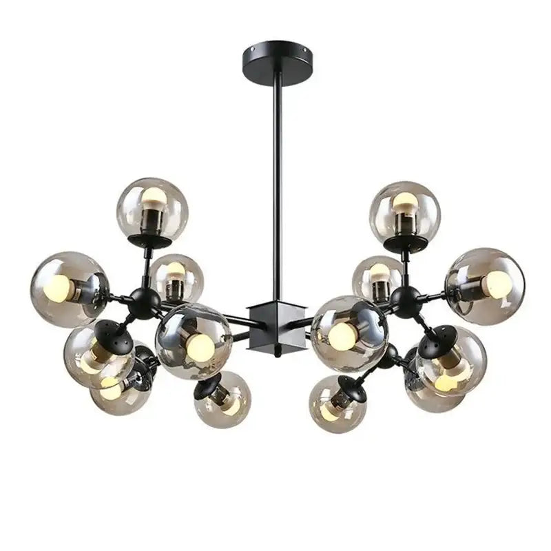 Amber Glass 16-Head Dining Area Pendant Light