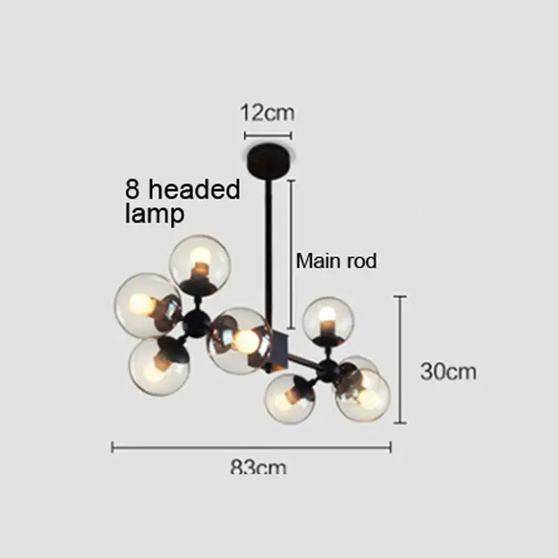 Amber Glass 16-Head Dining Area Pendant Light