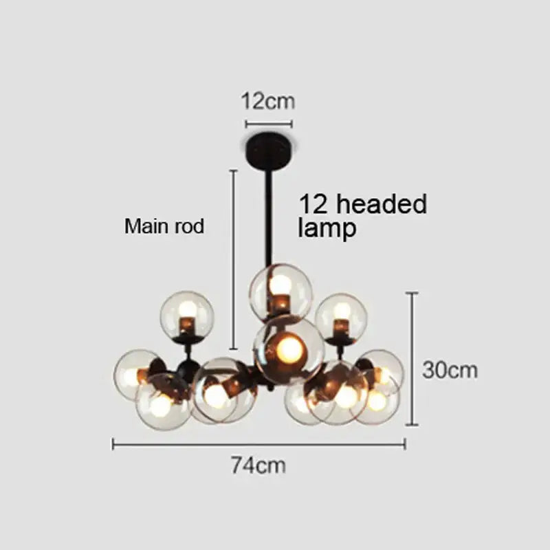 Amber Glass 16-Head Dining Area Pendant Light