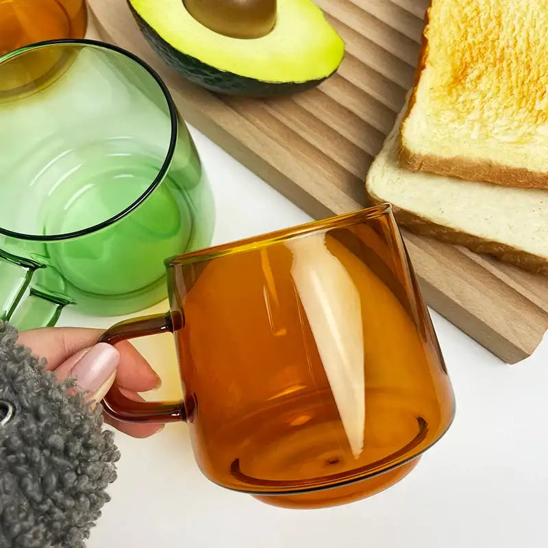 Amber Glass Coffee Mug 300ml Heat-Resistant