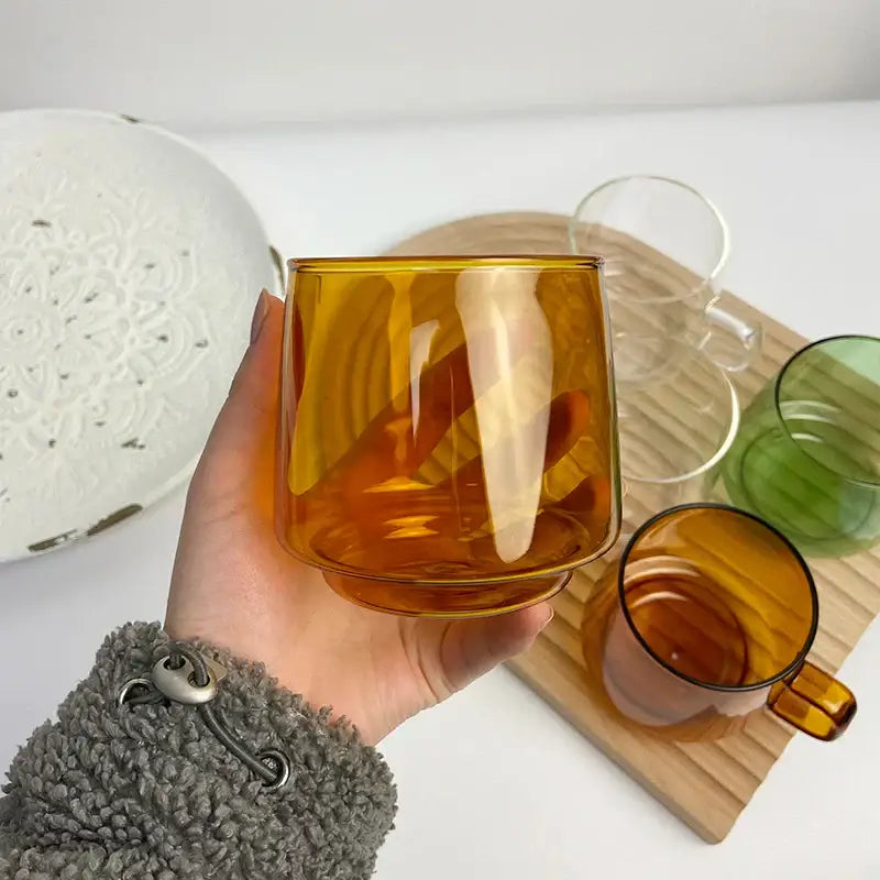 Amber Glass Coffee Mug 300ml Heat-Resistant