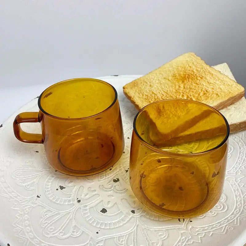 Amber Glass Coffee Mug 300ml Heat-Resistant