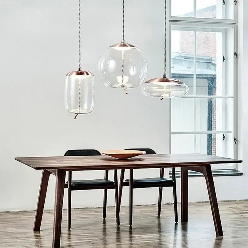 Amber Glass Pendant Light with Gold Accents