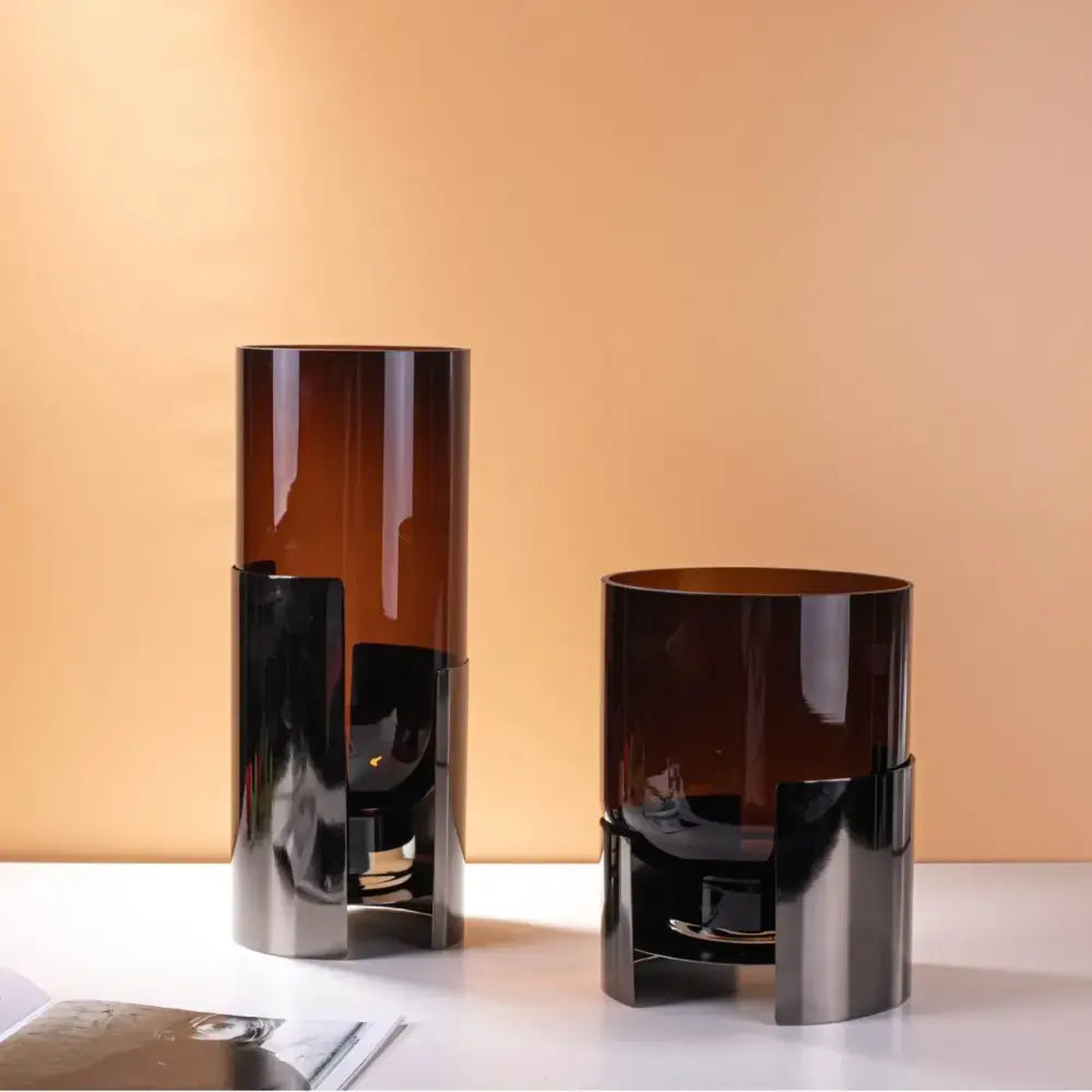 Amber Glass Vase Set