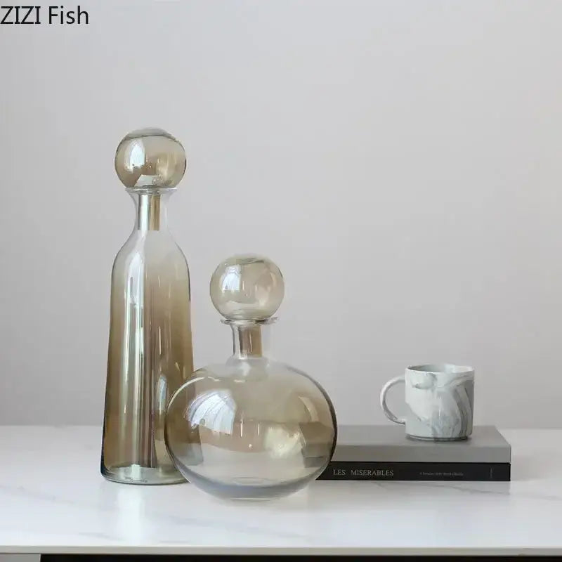 Amber Glass Vase Trio