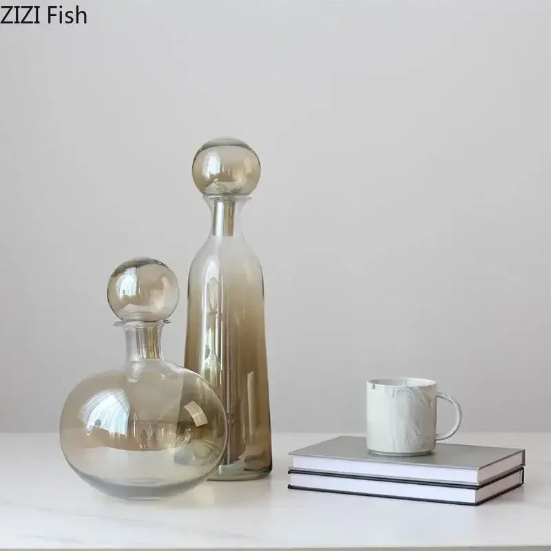 Amber Glass Vase Trio