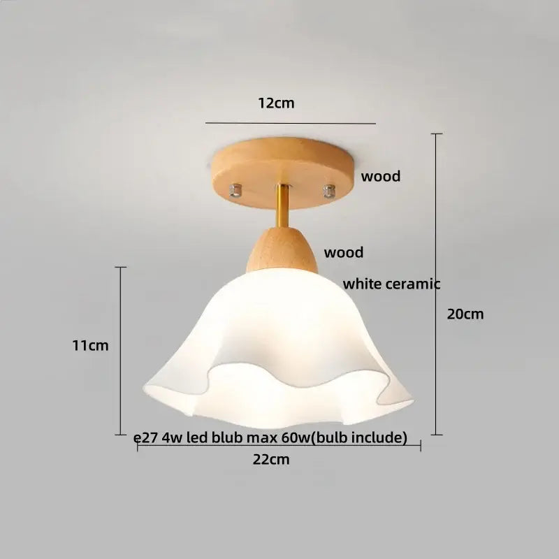 Amber Glass Wood Ceiling Light