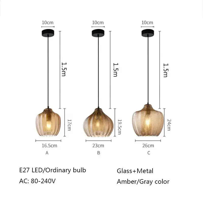 Amber Gray Glass Pendant