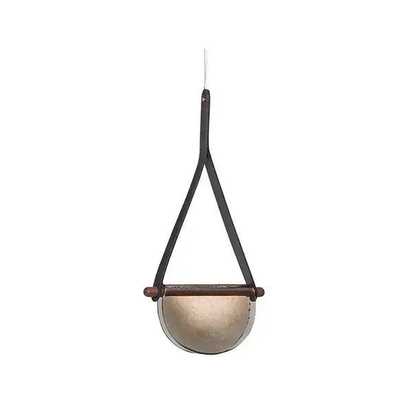 Gray Leather Glass Pendant Lamp