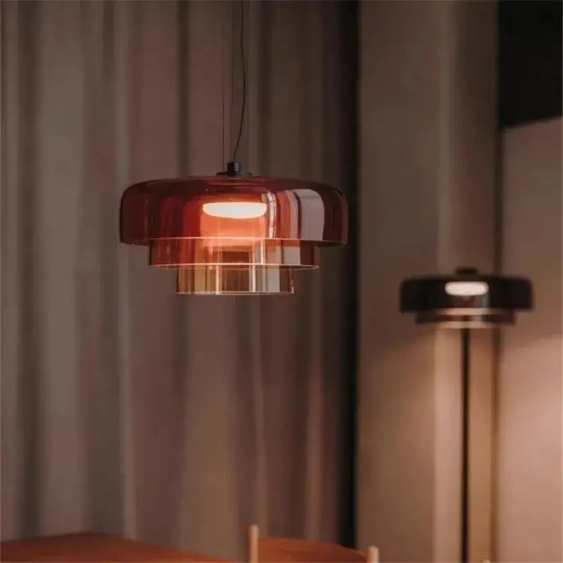 Amber Layered Glass Chandelier