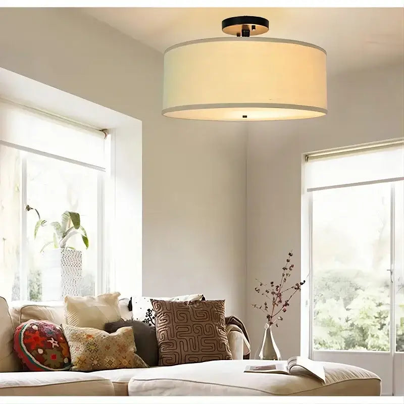 Beige Fabric Ceiling Light