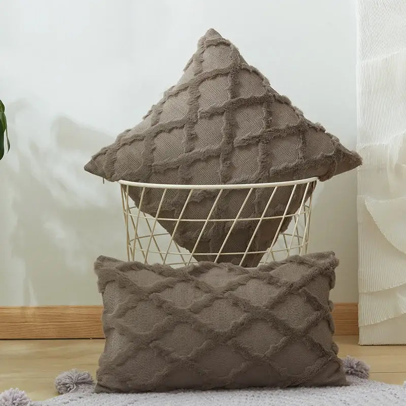 Beige Diamond Cushion Cover