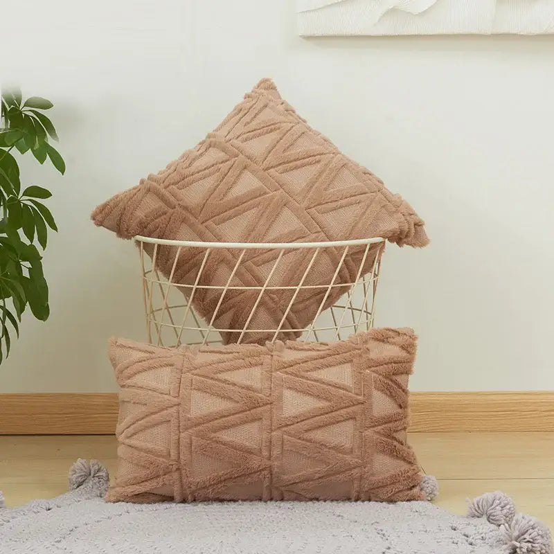 Beige Diamond Cushion Cover