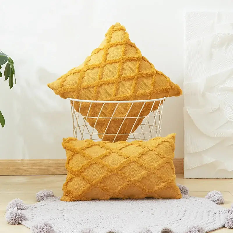 Beige Diamond Cushion Cover