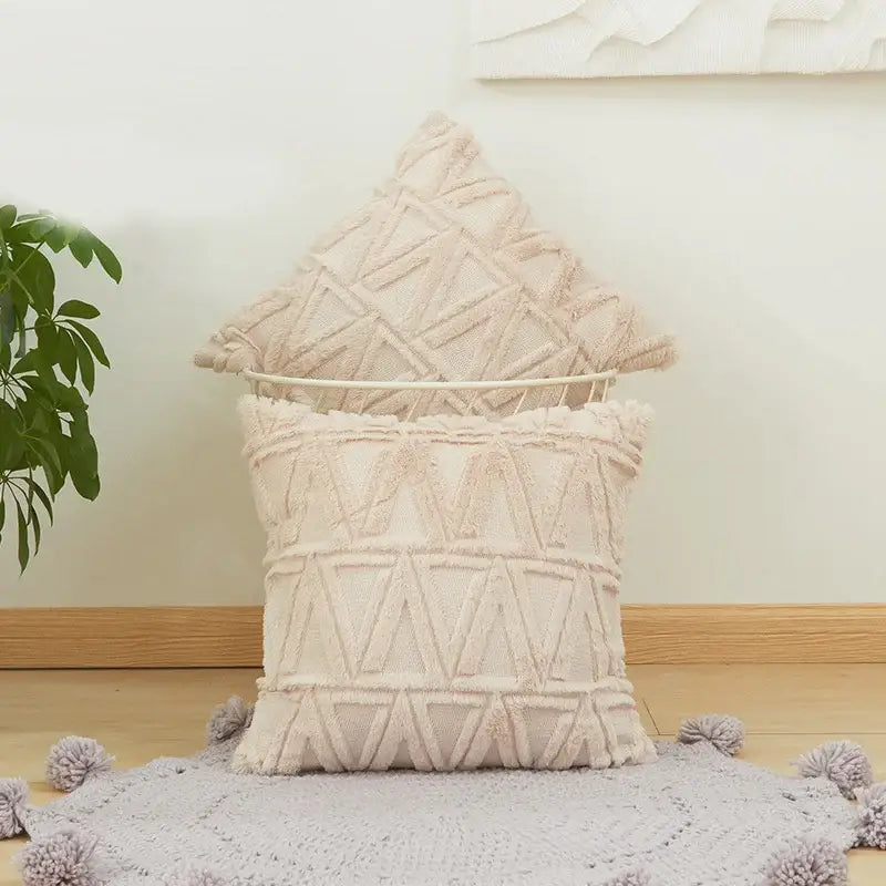 Beige Diamond Cushion Cover