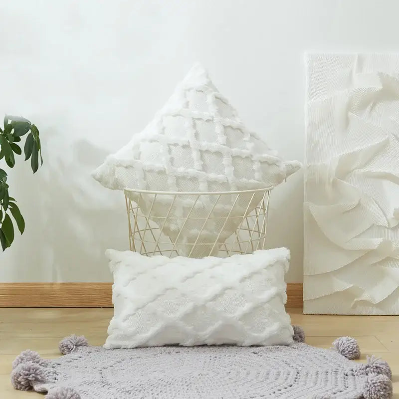 Beige Diamond Cushion Cover