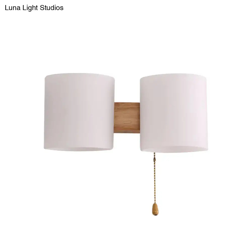 Beige Fabric Cylinder Wall Sconce