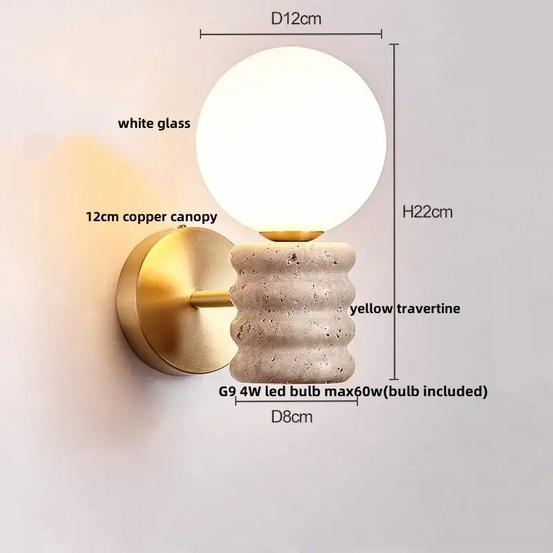 Beige Stone Wood Wall Sconce