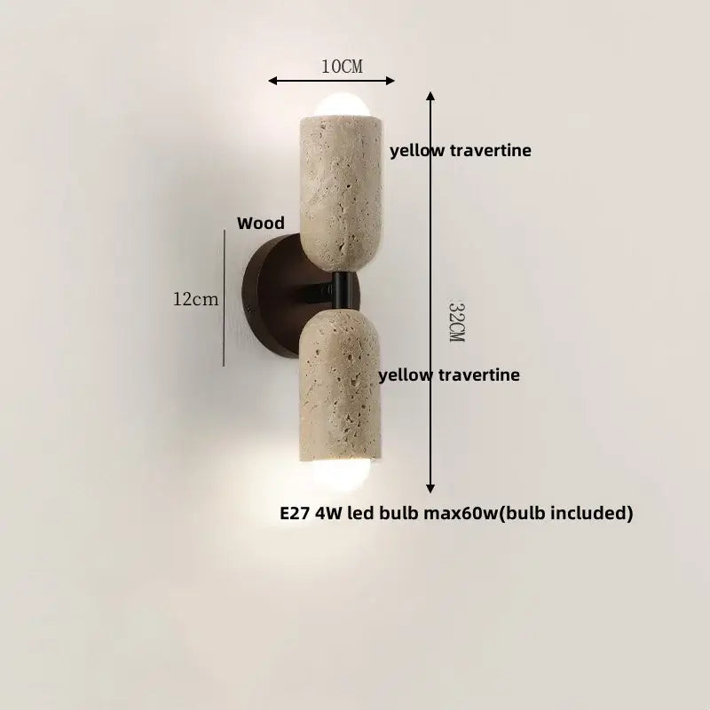 Beige Stone Wood Wall Sconce