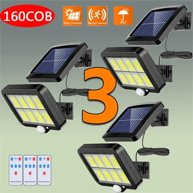 Black Solar 3-Pack Garden Wall Lights