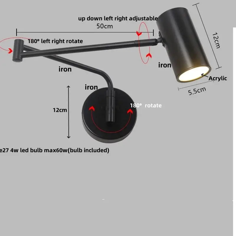 Black Adjustable Acrylic Wall Lamp