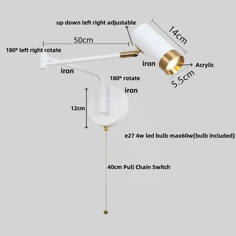 Black Adjustable Acrylic Wall Lamp
