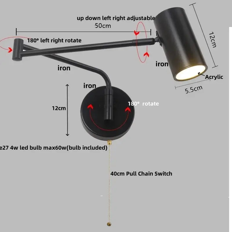 Black Adjustable Acrylic Wall Lamp