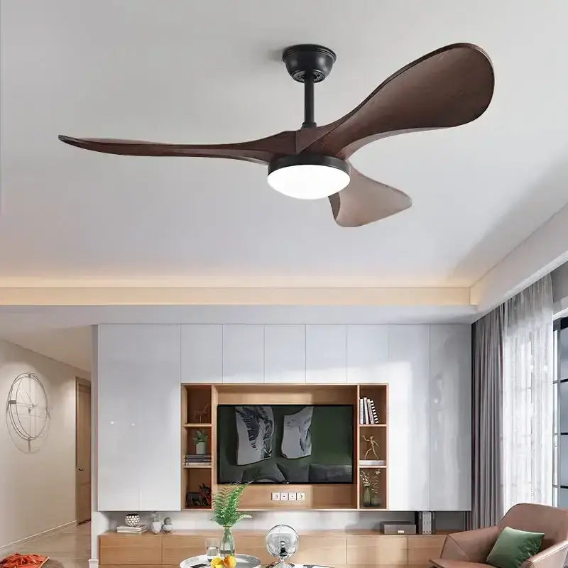 White Wood LED 52-Inch Bedroom Fan