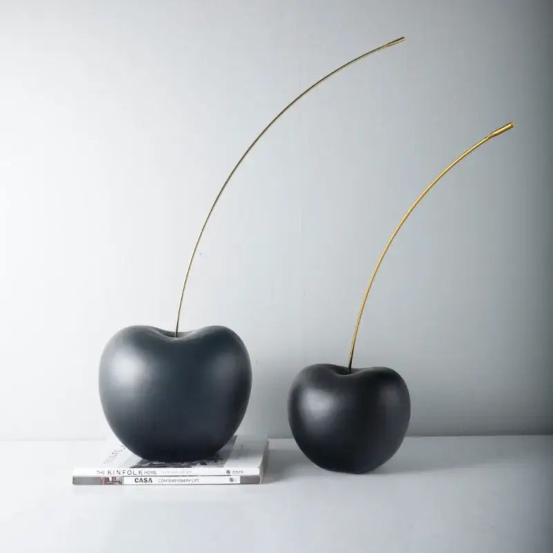 Black Resin Cherry Sculpture