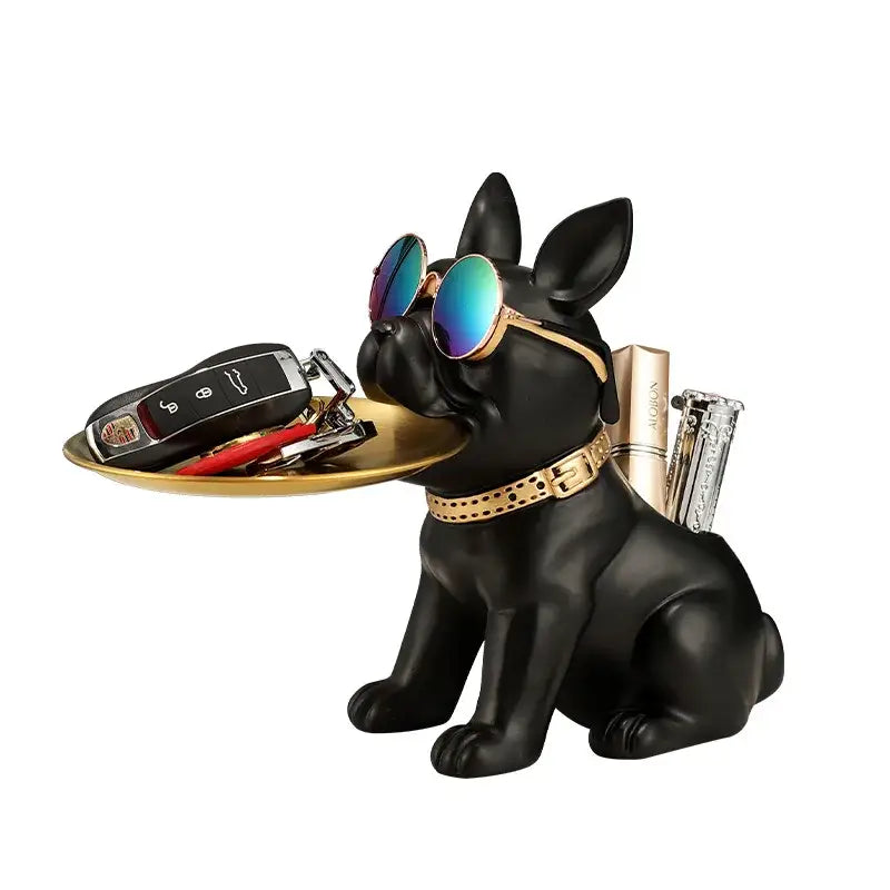 Black Bulldog Key Tray Sculpture