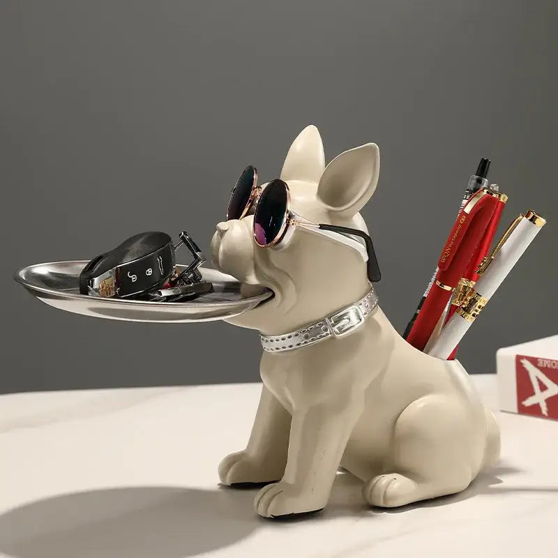 Black Bulldog Key Tray Sculpture