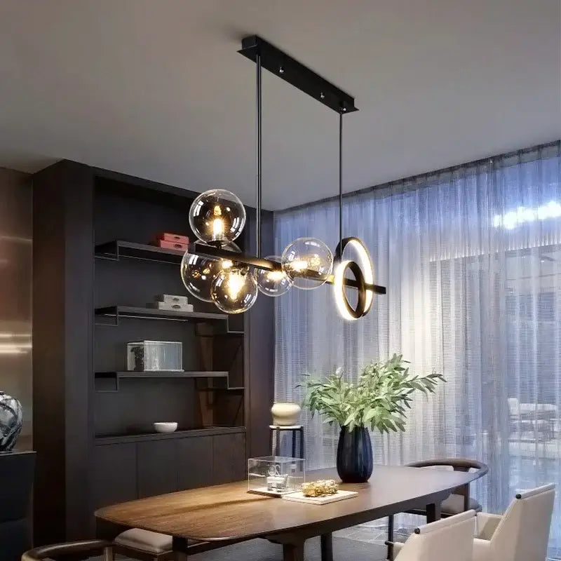 Gold Glass Iron Construction Kitchen Pendant Light