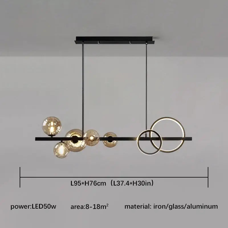 Gold Glass Iron Construction Kitchen Pendant Light